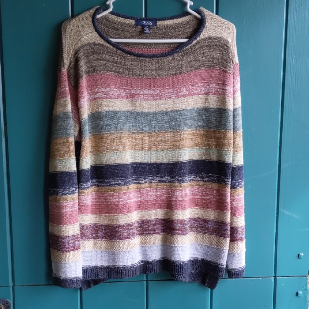 Chaps striped sweater women's medium